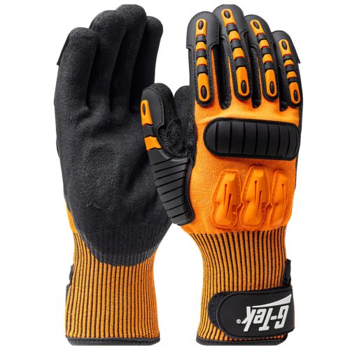 G-TEK kötött HPPE, nitril tenyérmártott TPR beütődés elleni kesztyű