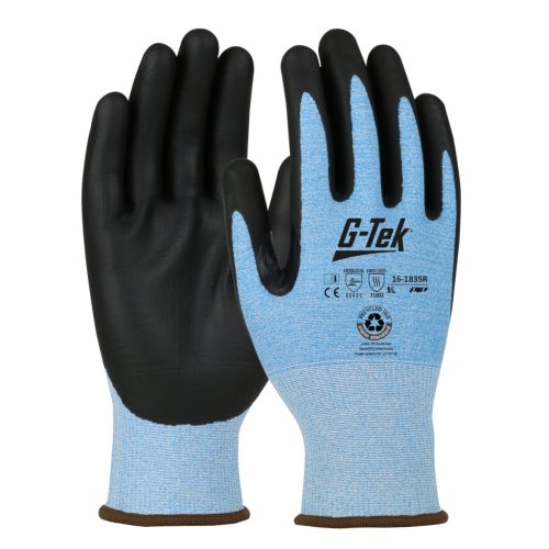 G-TEK 3RX újrahasznosított poliészter/polykor/elasztán, nitrilhab tenyérmártott munkavédelmi kesz