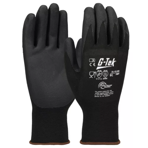 G-TEK 3RX 15G újrahasznosított poliészter/spandex, nitril tenyérmártott munkavédelmi kesztyű