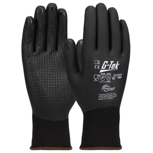 G-TEK 3RX 15G újrahasznosított poliészter/spandex, nitril teljesmártott munkavédelmi kesztyű