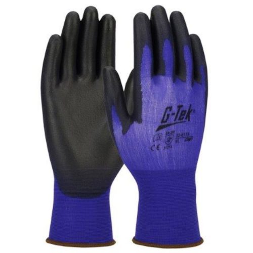 G-TEK nylon, PU tenyérmártott munkavédelmi kesztyű