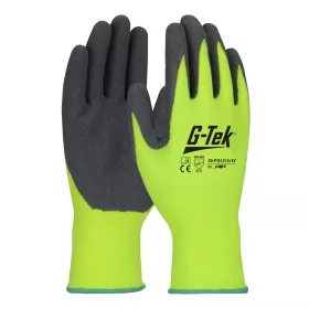 G-TEK nylon, latex tenyérmártott jól láthatósági munkavédelmi kesztyű