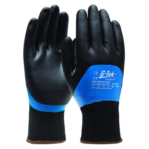 G-TEK PolyKor kötött, nitrilhab mártott érintőképernyő kompatibilis munkavédelmi kesztyű