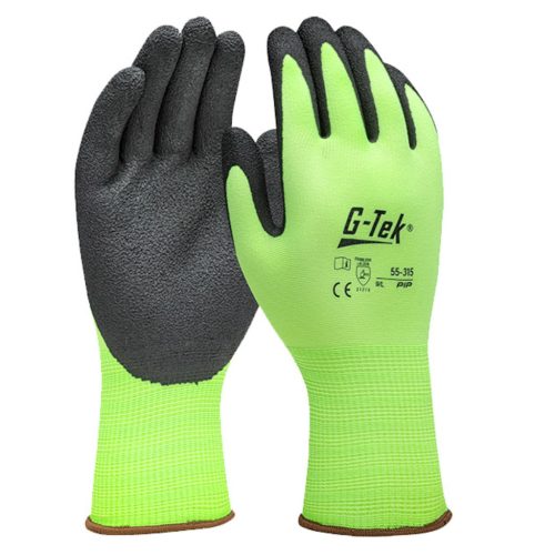 G-TEK kötött, latex tenyérmártott jól láthatósági munkavédelmi kesztyű