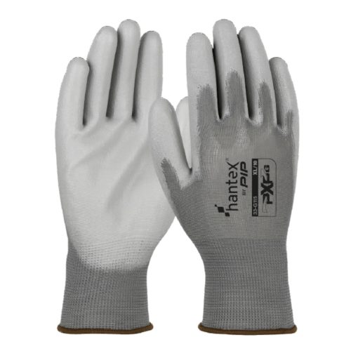 HANTEX PXP-G kötött poliészter, PU tenyérmártott munkavédelmi kesztyű (2pár) - bliszteres